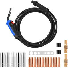 MB15 AK Protective Gas Hose Package, 5 m MIG Welding Torch, Hose Package, Protective Gas Welding Devices, Gas Cooled, Flexible Welding Cable with 21 Wear Parts Set, Welding Accessories for MIG/MAG