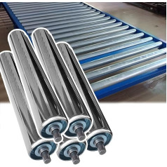 Ersatz-Förderrollen aus Edelstahl, 2,5 cm Durchmesser, langlebige Rollen für Holzbearbeitung, nicht angetrieben, Förderband, 6,1 cm, 5,1 cm, 3,8 cm, 3,3 cm Durchmesser, 32 mm, 500 mm, 5 Stück