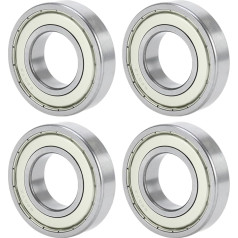 A ABSOPRO 6207ZZ Deep Groove Ball Bearing P6 35 x 72 x 17 mm Lubricated Bearings Double Metal Seal Silver Tone Scooter Skateboard Wheel - Pack of 4