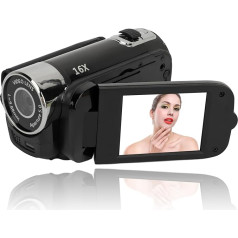 1080P HD Digital Camera, 16x Zoom Vlogging Video Camera Camcorder with 2.4 Inch Rotating Screen for Photography, Portable 16MP Selfie Camera with Filling Light for (Black)