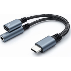 Adapteris usb-c 2in1 | usb-c | jack 3.5mm | pd 15w | 10cm