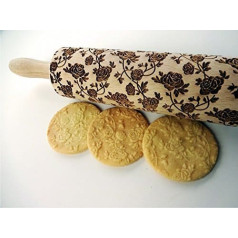 KRANZ AUS ROSEN Nudelholz. Teigrolle mit Rosen für hausgemachtes Gebäck. Teigroller mit Blumen für DIY Küche, Teig & Fondant Plätzchen. Gravierte Nudelholz mit Muster von Algis Crafts