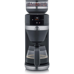 SEVERIN Filka 9694 Fully Automatic Coffee Machine for Filter Coffee, 5-in-1 Filter Coffee Machine with LED Display, Grinder, with Glass Jug, Matte Black/Stainless Steel
