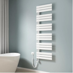 EMKE Bathroom Radiator Towel Rail Electric 1599 x 500 mm, Electric Towel Radiator with Thermostat Electric Towel Warmer Towel Rail Towel Heater with Heating Rod White 1000 W