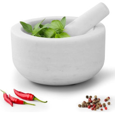 Mortar and Pestle Set, 18 cm, Snow White Marble