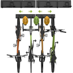 Housolution Bicycle Wall Mount 32 Inch for 4 Bicycles + 3 Helmets, up to 300 lbs, Robust Bicycle Suspension Wall, Solid Steel Bicycle Hook, Bicycle Stand, Wall Mounting for Garage, Black