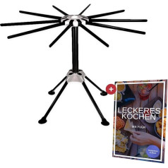 YUGN® Pasta Dryer Stainless Steel Pasta Dryer Pasta Stand - Contains 10 Arms and Is Dishwasher Safe - For Making Pasta and Spaghetti - Pasta Stand for Drying - Free E-Book