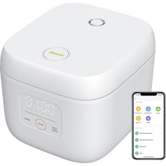 joyami Mini Smart Rice Cooker 0.8 L Non-Stick Coating Pot 6 Bowls for 1-3 People Keep Warm Pre-selection Mode, White