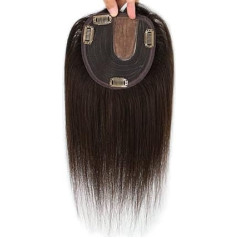 RemeeHi Crown Hair Topper Clip on Hairpiece Human Hair Topper Hair Cover for Women Medium Length 30cm Dark Brown
