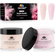 EBANKU Pink Acrylic Powder, Acrylic Powder Large Capacity Professional Acrylic Nail Powder for Acrylic Nail Extension, Nail Carving, Long-Lasting, No Nail Lamp Required (Pink+Nude Pink)