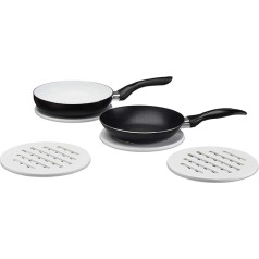 Relaxdays 10023265 Holder Set of 4, Wooden Trivets, Bamboo Coasters for Pots and Pans, White