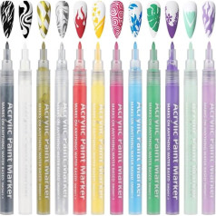 12-farbe 3D Nail art Stifte Für Maniküre, Nagel Graffiti Malerei Set Für Frauen, Acryl Marker Stifte Für DIY Nail art