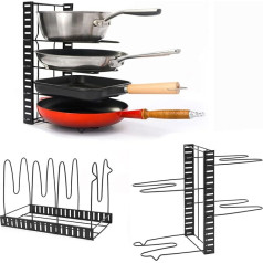 EYEPOWER MAKLIK Telescopic Pan Organiser - Pot Lid Storage Pot Shelf for Drawer (4 Shelves, Black)