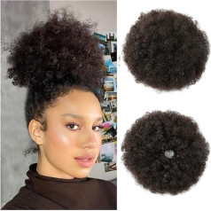 Unordentlicher Haarknoten Kinky Curly Bun Haarverlängerungen Haarteile Synthetischer Afro Puff Kordelzug Pferdeschwanz for schwarze Frauen Pferdeschwanz-Haarteil für den täglichen Gebrauch(2)