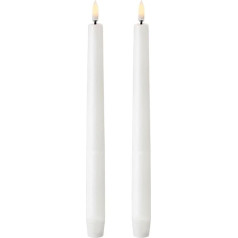 UYUNI Piffany Copenhagen Lighting Flameless LED Candles Battery Operated Tapered with Switch Nordic White Twin Pack (Nordic White, W2.3 x H25 cm)