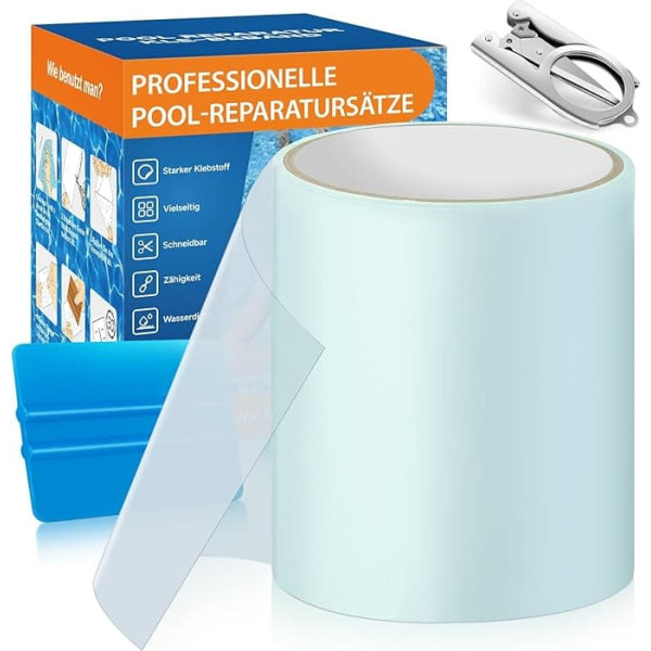 AQhui Pool Repair Kit, Transparent Underwater Tape, 10 cm x 250 cm, Pool Patches, Self-Adhesive, Waterproof Flex Tape, PVC Sealing Tape Can Be Used as a Replacement for Adhesive, Sealant