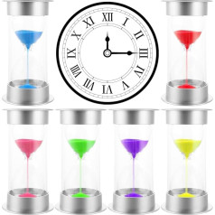MIVIDE Set of 6 Sand Timer Set, 1/3/5/10/15/45 Minute Hourglass Children's Sand Timer Set for Children, Kitchen, Games, Work