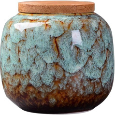 MANYYSI Ceramic Food Storage Container Airtight with Natural Bamboo Lid Tea Canister Storage Container Kitchen Food Storage Container for Coffee, Tea, Spices and Spices