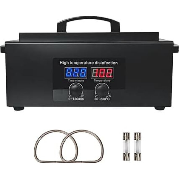 High Temperature Metal Tool Steriliser, 300 W Hot Air Steriliser Disinfectant, Dry Heat Steriliser with Timer, for Nail Tools, Cosmetic Tools, Foot Care, Beauty Salon (Black)