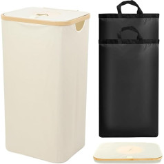 FYting Deposit Bottles Collection Container, 120 L Dirty Laundry Container XXL with 2 Removable Waterproof Inner Bag, Foldable Laundry Basket Collector with Lid for Clothes, Toys (White)