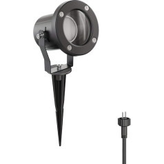 ledscom.de KUK Garden Spotlight with Ground Spike for Outdoor Use Stainless Steel Black 4.99 W 430 lm 100° Warm White