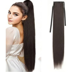 Frauen 85 cm Clip-in-Pferdeschwanz-Verlängerung for Umwickeln, langes, glattes Pferdeschwanzhaar, synthetisches Haarteil for Frauen, hitzebeständig Täglicher Gebrauch(Bruin)