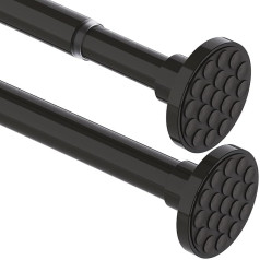 Shower Rail, No Drilling, Extendable Curtain Rod for Clamping, Telescopic Rod, Curtain, Shower Curtain Rail for Bathroom, Bedroom, Black (85-220 cm, Diameter 32 mm)