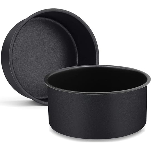 HaWare 6 Inch Deep Cake Pan Stainless Steel Non Stick Small Birthday Wedding Round Layer Cake Pan for Baking, Roasting, Serving, Healthy and Non-Toxic, Rust Resistant (6.3 Inch,