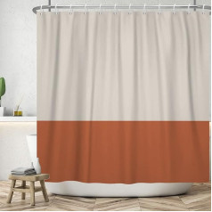 ASDCXZ Shower Curtain Orange 180 x 200 cm, Modern Beige Orange Splicing Motif Waterproof Textile Bathroom Shower Curtains Washable Polyester Fabric Shower Curtain for Bath with 12 Shower Curtain Hooks