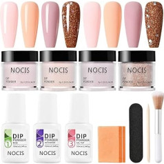 Dip Powder Nail Kit, 4 Colours Nail Dip Powder Kit for DIY Salon Art, Shiny or Frosted with Base Top Coat Activator as Gifts for Women
