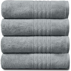 GC GAVENO CAVAILIA Towels for Bathroom - Washable & Quick Dry Towel Set - 100% Egyptian Cotton - Fitness Towel, Silver/Grey, Pack of 4