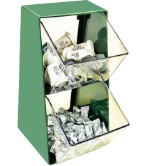 Hosoncovy Tea Drawer Organiser Tea Bag Coffee Capsule Sugar Storage Holder for Tea Box Container Tea Package Rack Tea Bag Shelf Tea Station Stand for Cabinet Countertop (Green)