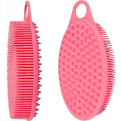 Rosa Doppelseitige Silikon Badebürste Badebürste Mit Haken Lange Griff Badebürste Shampoo Bürste