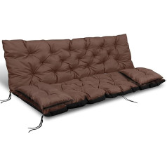 EDANTI Hollywood Swing Cushion Set, Seat Cushions, Garden Cushion, Seat Cushion, Bench Cushion, Waterproof Swing Cushion + 2 x Smaller Cushions (Brown, 180 x 60 x 50 cm)