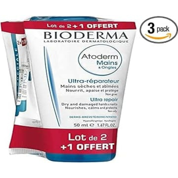 Bioderma Atoderm Hands & Nails Repairing Cream 2 x 50ml + 1 Free