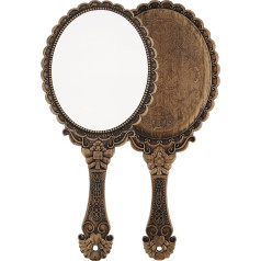 XPXKJ Handheld Mirror with Handle for Dressing Table Home Salon Travel Rust Gold Oval