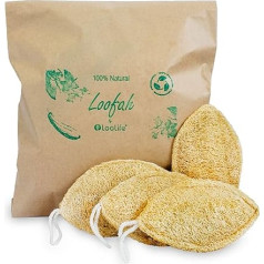 Loofah Exfoliating Sponge, 100% Natural Loofah Sponge, Organic Loofah Exfoliating Sponge, Biodegradable Loofah Shower Sponge for Men and Women, 4 Pack