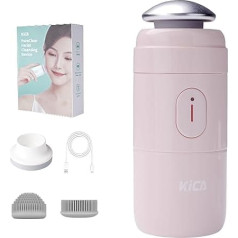 Kica Electric Facial Cleansing Brush with 2 Silicone Brush Heads - Deep Cleansing, Exfoliating, Blackhead Removal, Makeup Removal, Face Massage - Waterproof, Wireless Charging - Pink