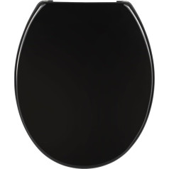 ISOISL Toilet Lid with Soft-Close Mechanism O-Shape Easy Assembly Toilet Lid Toilet Seat for Family Toilet Seat up to 150 kg (Black)