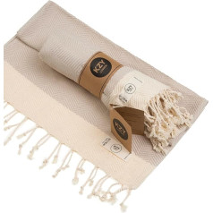KZY LONDON Hand Towel Set of 2 Herringbone (Beige)