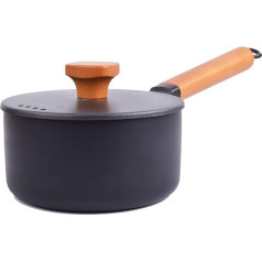 Cdycam Yukihira Milk Pot 16cm Stainless Steel Saucepan Multifunctional Sauce Pot with Wooden Handle (16cm, Carbon Steel)