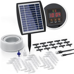 Brandson - Solar Irrigation System with Computer - Automatic Drip Irrigation - Sustainable with Solar Panel - Set of 35 Pieces - Up to 15 Potted Plants - Watering Garden Balcony Patio