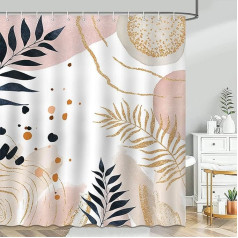 Avezano Mid Century Abstract Shower Curtain Boho Abstract Plant Modern Minimalist Shower Curtain Bathroom Decor Waterproof Bathtub Curtain with 12 Hooks 72x72 Inch