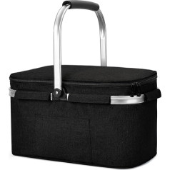 ALLCAMP 32L Large Insulated Basket, Cool Bag, Picnic Basket, Insulated Bag, Cool Basket, Cool Box, Dark Grey