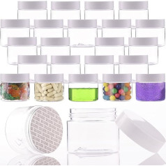 Plastic Jars with Lids 4oz Small Plastic Containers 24 Pack Travel Cosmetic Containers for Creams Leakproof Clear with White Lid