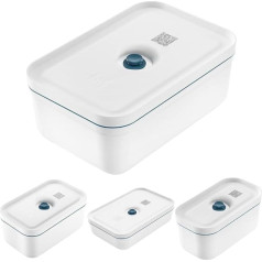 Zwilling Fresh & Save 4-Piece Vacuum Lunch Box Set (Lunch Box Size S, M, L and L Flat), Keeps Food Fresh Longer Material: Plastic, Colour: White-La Mer