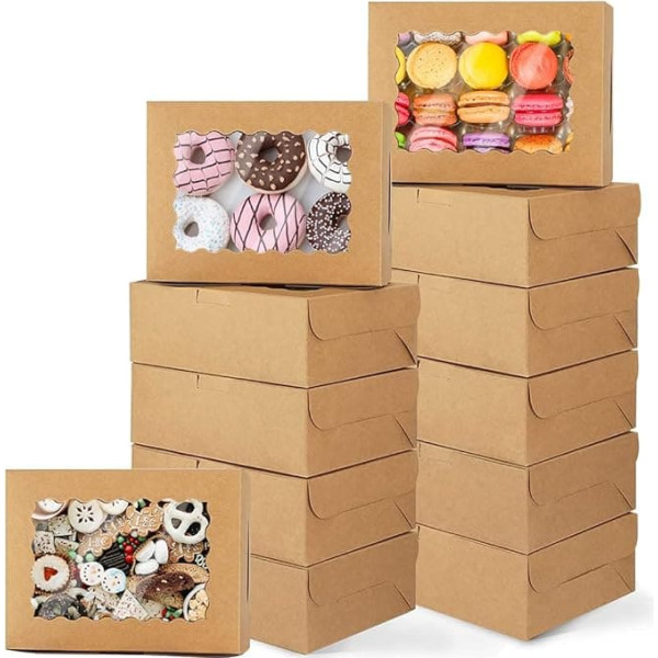 Tomedeks 12 x pastry boxes, cake transport boxes, cardboard, cake boxes, cupcake boxes for macaroons, cupcakes, bread, cakes