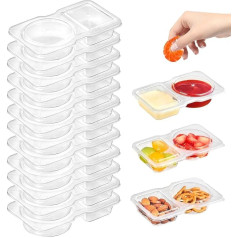 SHUXIA Reusable Snack Containers, Double Compartment Snack Pots with Lids, Reusable Snack Pots, Portable Snack Box with Compartments, Dip Containers, Mini Snack Packs for Meals, Work