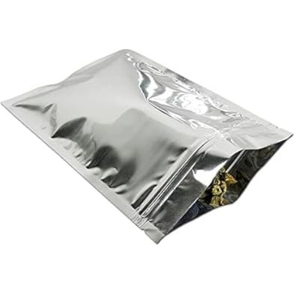 100 Pieces 9x14 cm (3.5x5.5 inches) Mylar Foil Bags with Zipper for Sweets, Food Storage, Silver, Resealable, Seal Closure, 100 Pieces