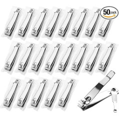 Einzeln verpackter Nagelknipser Edelstahl Fingernagelknipser Bulk, Stabiler Zehennagelknipser Dicker Nagelspitzenschneider Trimmer für Obdachlose/Männer und Frauen/Hotel 6,8 cm (50 Stück)